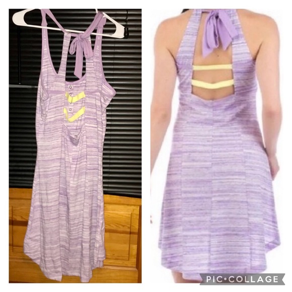 Medium Sundress Kira Avalanche Hi-Low Tank Tie Neck Adjust Snaps Lilac Yellow - Picture 6 of 8